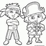 Dora Diego Coloring Pages Pirate Explorer Printable Kids Dressed Adventure Print Pirates Drawing Sheets Halloween Color Boots Printables Line Total sketch template