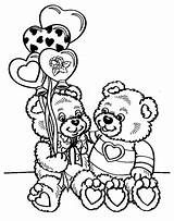 Coloring Valentines Bear Pages Teddy Couple Holidays Coloringsky Cute sketch template