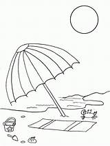 Umbrella Coloring Printable Beach Popular sketch template