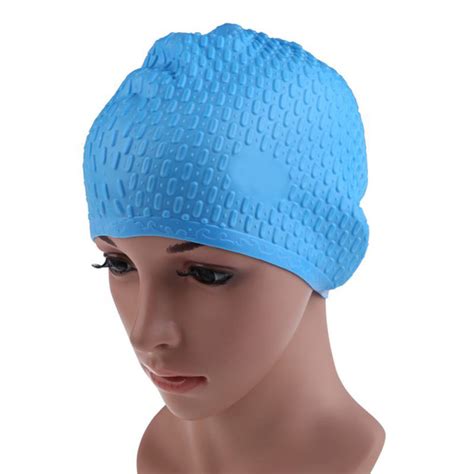 Solid Color Women Swimming Cap Ear Protection Waterproof Silicone Swim