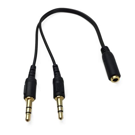 mic splitter aux cable mm audio headphone microphone adapter female