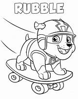 Rubble Paw Patrol Skateboarding sketch template