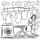 Laundry Drawing Clipart Clothes Service Iron Clip Wash Google Ironing Stock sketch template