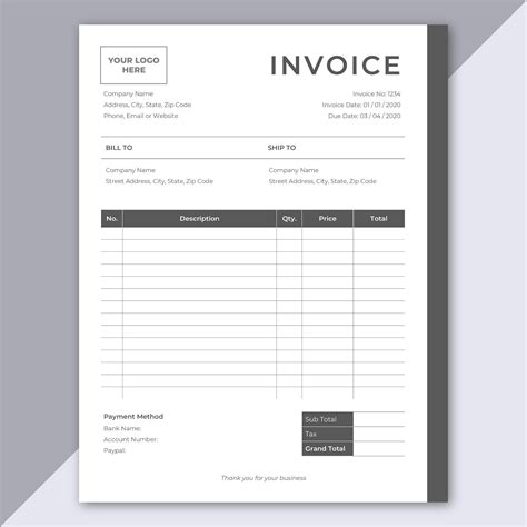 editable invoice template  logo