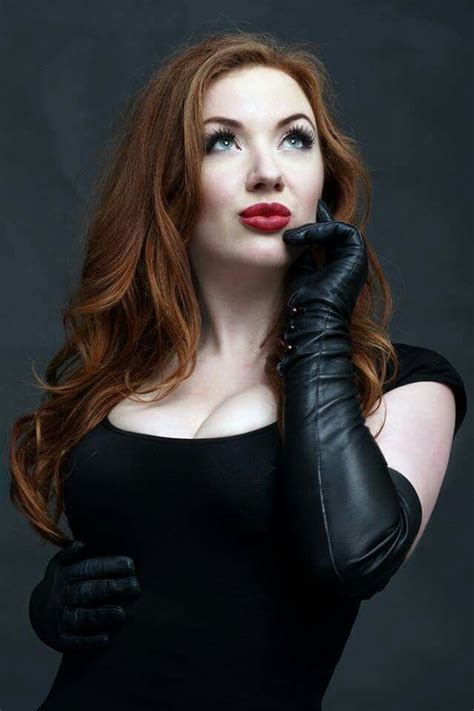 Redhead Sexy Leather Outfits Elegant Gloves Gloves Fashion