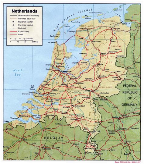 large political  administrative map  netherlands  relief roads  major cities