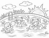 Swimming Dzieci Basenie Kolorowanka Museprintables Ausmalen Print Colorin sketch template