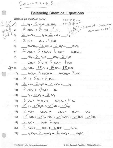 chemistry balancing equations worksheet answers worksheet information