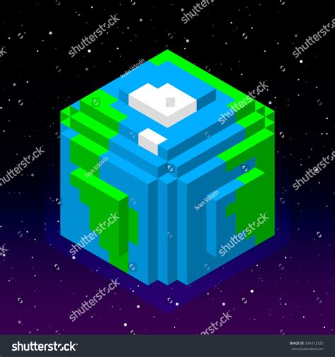 earth cube vector pixel art