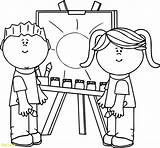 Kids Painting Clip Paint School Coloring Clipart Pages Easel Splatter Children Kid Drawing Palette Boy Microsoft Ms Color Outline Artist sketch template