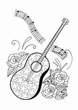 Coloring Music Pages Adult Adults Book Guitar Favecrafts Color Printable Sheets Colouring Themed sketch template