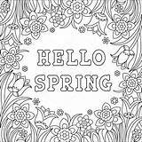 Spring Coloring Hello Time Greeting Stock Beautiful Depositphotos sketch template