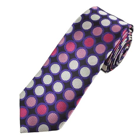 navy purple pink and silver circles patterned men s tie from ties planet uk