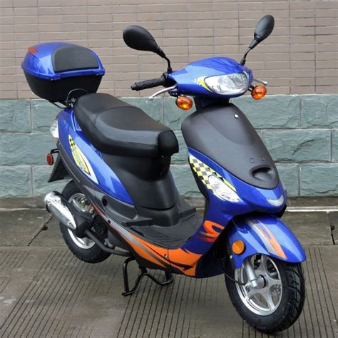 cc gas scooter moped express blue  auto transmission redfoxpowersports