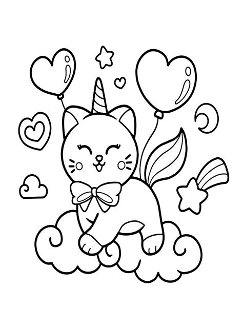 cat love coloring page  printable coloring pages