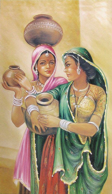 Rajasthani Women Woman Indian Art And Paintings