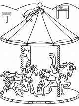 Coloring Pages Carnival Park Wheel Ferris Roller Go Round Merry Coaster Fair Amusement Carousel Printable Food Drawing State Hershey Costume sketch template