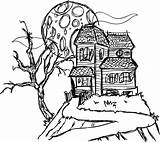 Haunted Coloring House Pages Drawing Mansion Printable Spooky Sketch Simple Hill Color Houses Kids Castle 3d Halloween Printables Print Mansions sketch template