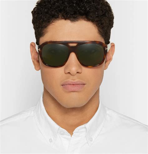 Tom Ford Bachardy Aviator Style Tortoiseshell Acetate Sunglasses In