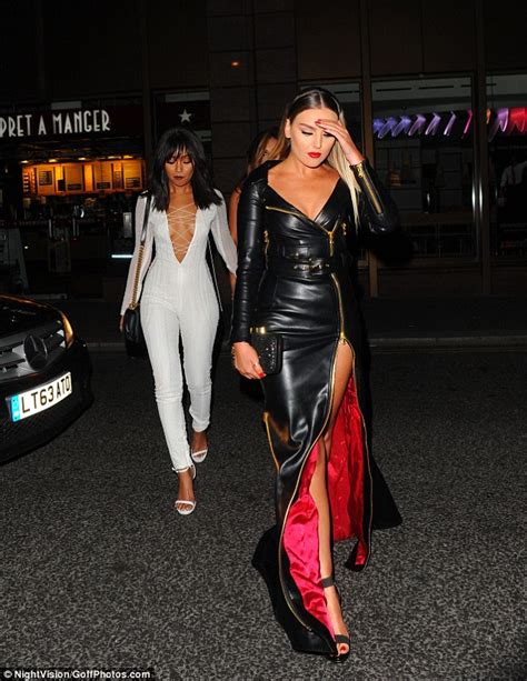 perrie edwards slips into sexy leather maxi dress for