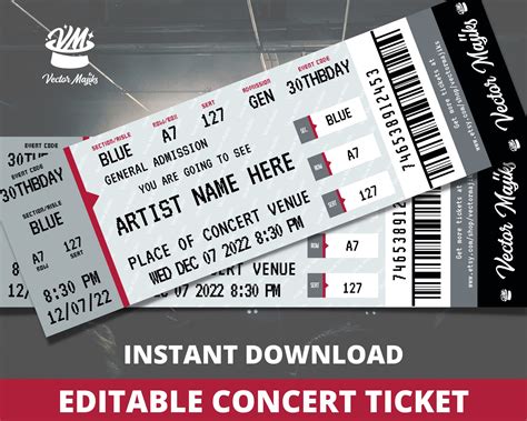 fake ticketmaster concertparty ticket template  illustrator