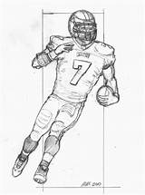Football Player Drawing Drawings Players Nfl Draw Realistic Sports American Step Cartoon Sketches Cool Clipart Sweet Sketch Pencil Playing Paintingvalley sketch template
