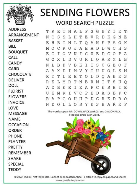 sending flowers word search puzzle puzzles  play