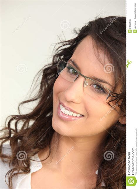 brunette wearing glasses stock image image of female