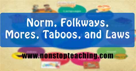 what is norm folkways mores taboos and laws non stop teaching
