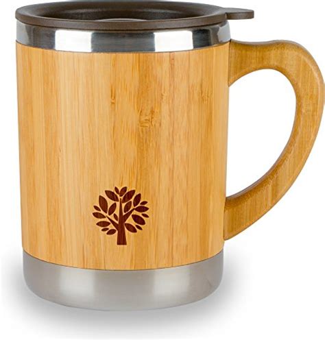 Stainless Steel And Bamboo Coffee Mug Insulated Wooden Cup