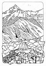 Kleurplaat Kolorowanki Gory Kolorowanka Met Montañas Depositphotos Rasane sketch template