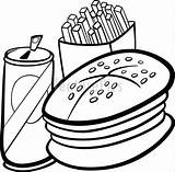 Fries Coloring Pages French Hamburger Food Fast Cartoon Book Getcolorings Illustration Getdrawings Set Clip Colorings sketch template