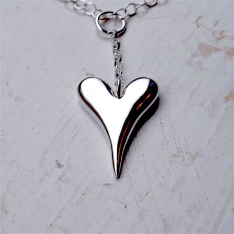 chunky heart pendant  solid sterling silver edgy metal jewellery