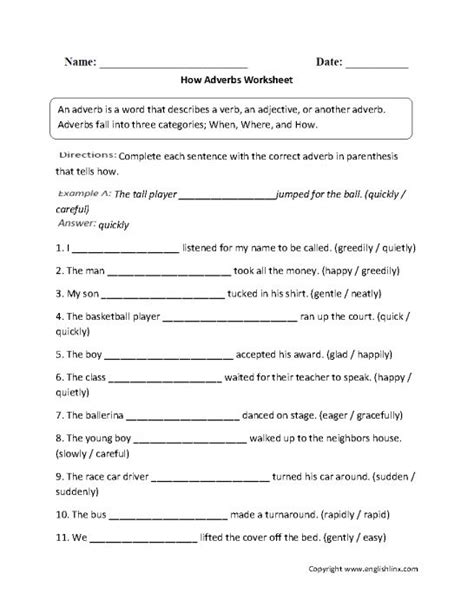 adverbs worksheets   grade