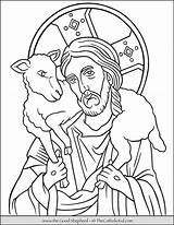 Shepherd Jesus Good Coloring Pages Icon Thecatholickid Color sketch template