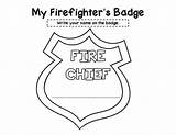 Badge Fire Preschool Safety Firefighter Coloring Printables Fireman Badges Booklet Template Printable Department Chief Helpers Community Pages Truck Birthday Print sketch template