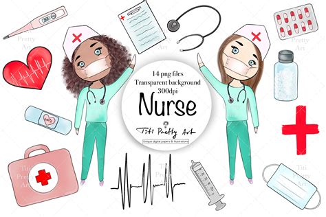 nurse care clip art illustration par titiprettyart creative fabrica