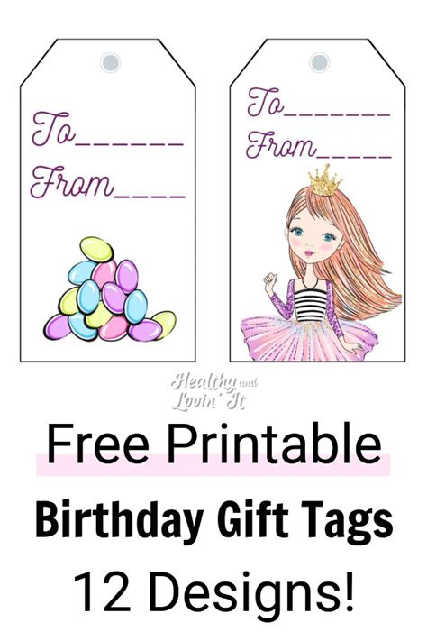 printable birthday gift tags  cute variations