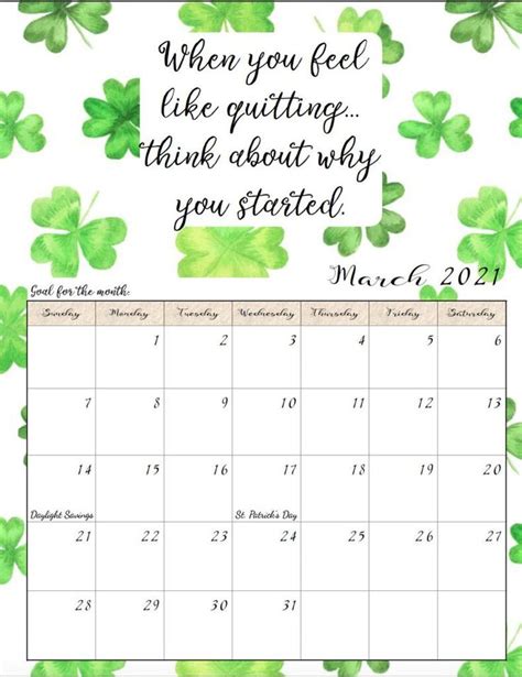 Free Printable 2021 Monthly Motivational Calendars Free Printable