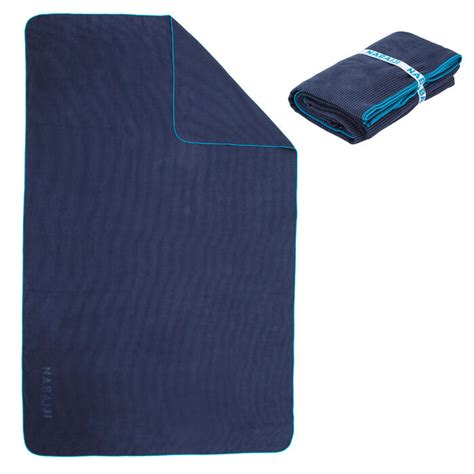 nabaiji microvezel handdoek geribbeld blauw maat xl    cm decathlonnl