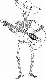 Skeleton Guitar Dead Sombrero Clipart Clip Skull Halloween Pages Sugar Guitars Gif sketch template
