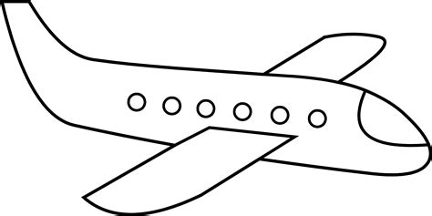clipart airplane outline plane clip art black  white png image
