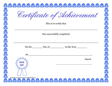 blank certificate  achievement templates  printable certificate