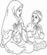 Mewarnai Ramadan Berdoa Gambarcoloring Islam Warna Kleurplaten Disimpan Sketsa Islami sketch template