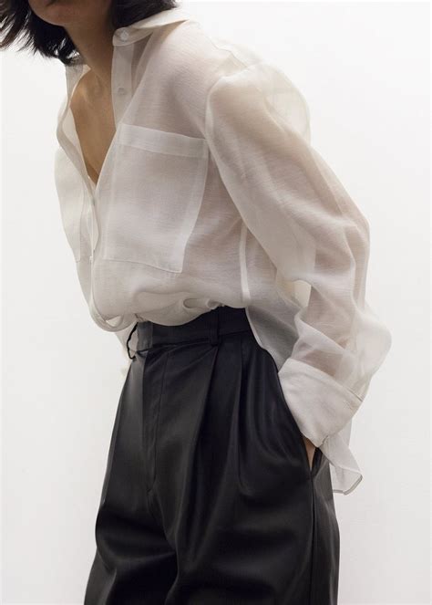 off white sheer button blouse the frankie shop