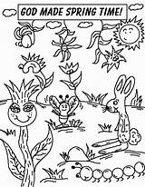Spring Coloring Pages God Made Time Springtime Sunday Kids School Printable Summer Church Animals Lesson Sheets Color Themed Clipart Print sketch template