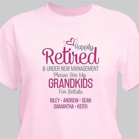 personalized happily retired  shirt  grandkids names
