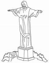 Christ Redeemer Coloring Sketch Statue Drawing Pages Wonders Template Brazil Kids Articles Draw Realistic sketch template