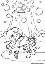Dora Aventureira Volcan Pintar Exploradora Kleurplaten Vulcano Bonbon Devant Colorier Esploratrice Vulkaan Trickfilmfiguren Eruzione sketch template