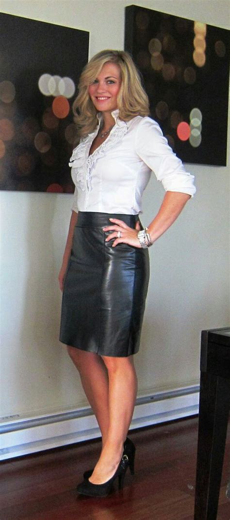 Hot Women In Leather Skirts Faux Leather Skirt Outfit High Heeled